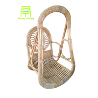 Fauteuil suspendu œuf vintage style Mid-Century Modern en bambou écologique robuste pour jardin, balcon, chambre, patio, cour
