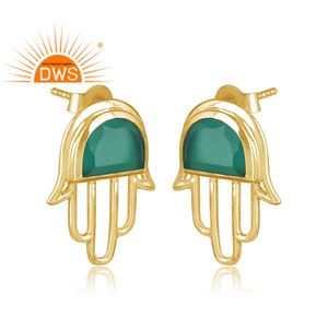 Pendientes de Plata de Ley 925 con Ónix Verde Natural y Diseño Hamsa, los Más Vendidos del 2026, para Mujer, Fabricante de Joyería - Product Image 2