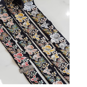 Customized Gold Sequins Floral Machine Embroidered,ethnic Indian Laces in Assorted Sizes and Colors for <b>Wedding</b> Dress Desi - Product Image 5