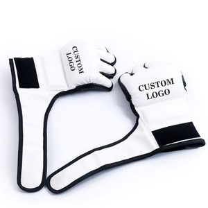 Gants de grappling MMA professionnels de haute qualité demi-doigt en cuir véritable conception de Logo personnalisé - Product Image 1