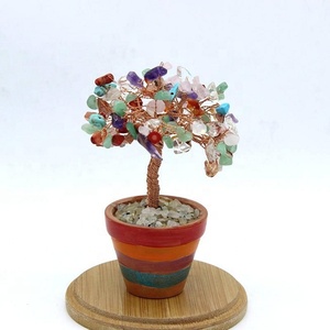 Arbre de vie 7 Chakra en fil de cuivre, pierres précieuses naturelles, Sculpture d'arbre de vie, porte-bonheur, décoration Feng Shui, pour cadeaux de décoration - Product Image 3