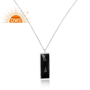Trending 2026 Fine Sterling Silver Natural Black <b>Onyx</b> Gemstone Buggette Design Pendant <b>Necklace</b> For Women Jewelry Manufacturer - Product Image 2