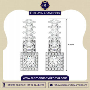 Pendientes de diamantes de oro blanco de 10K en línea con nuevo diseño Embalaje de regalo de lujo al mejor precio - Product Image 3