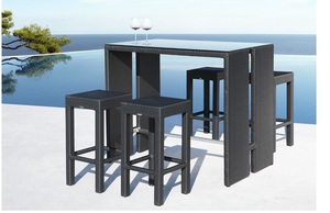 ชุดเก้าอี้บาร์อลูมิเนียมหวายพร้อมเบาะหนัง PU-เฟอร์นิเจอร์กลางแจ้งสำหรับใช้ในโรงแรม - Product Image 4