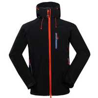 Blouson Bomber Imperméable Bleu à Capuche pour Homme avec Fermeture Éclair Rouge, Manteau Sportif d'Extérieur Printemps Coupe Droite en Polyester