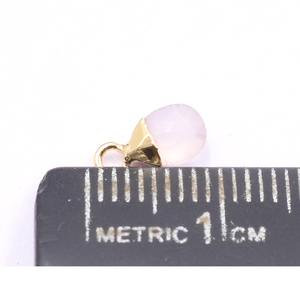 Pendentif en quartz rose de 8 à 10 mm avec bélière, forme poire, plaqué or, pour la fabrication de bijoux - Product Image 2