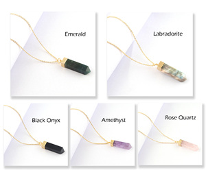 สร้อยคอทองเค24K รูปดินสอสีม่วงธรรมชาติอเมทิสต์จี้สร้อยคอหินประจำเดือนเกิดเครื่องประดับแฟชั่นสำหรับผู้หญิงขายส่ง - Product Image 2