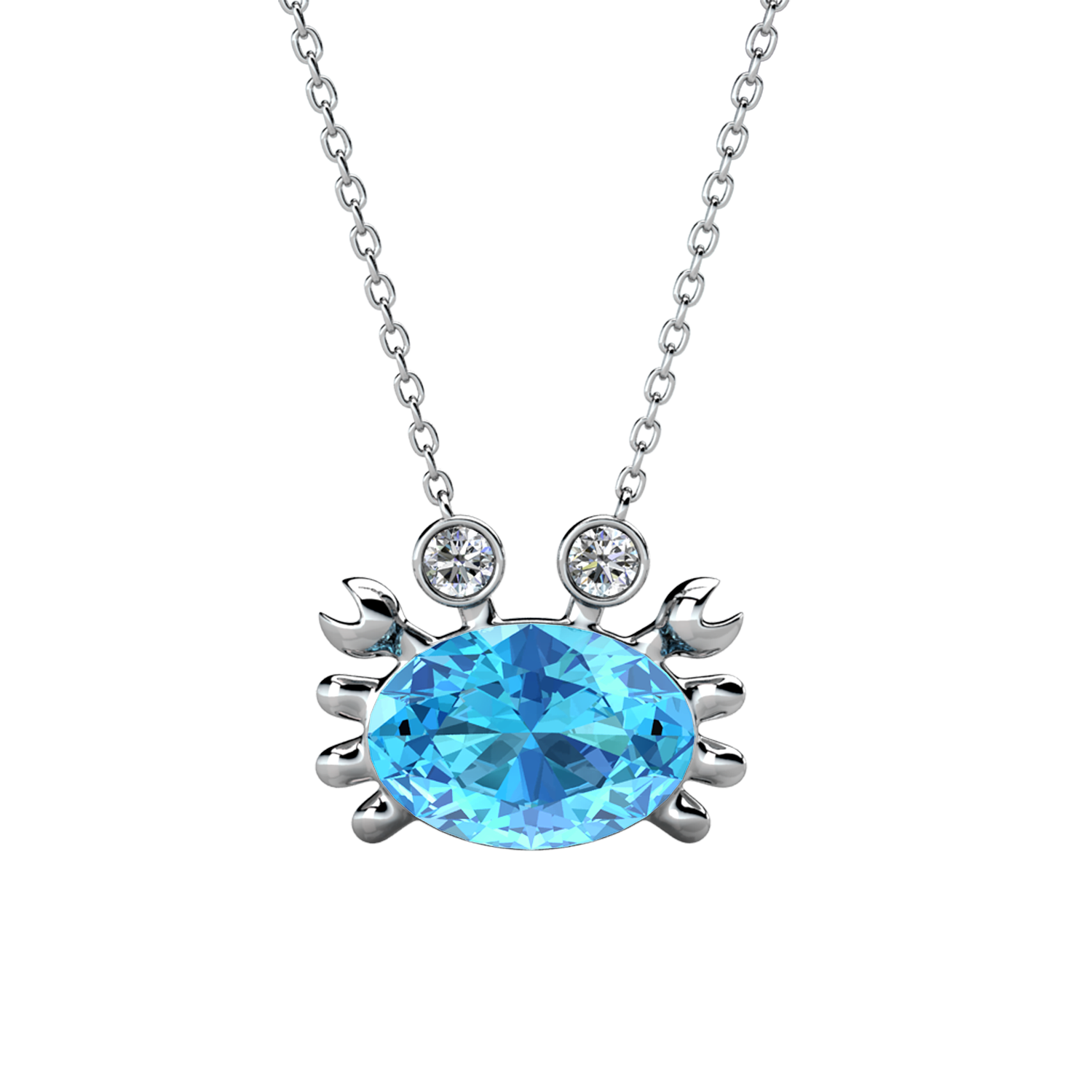 Brass with 18k White Gold Plated crab pendant Necklace
