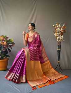 सुंदर बनारसी <span class=keywords><strong>Patola</strong></span> Leheriya के साथ सोने जरी साड़ियों में Weaves और Meenakari विपरीत के साथ बुनाई अमीर बुनाई Pallu साड़ी