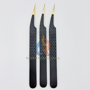 Pince à cils professionnelle en acier inoxydable de marque privée couleur noire or pointe pointue emballage personnalisé de précision Durable - Product Image 5