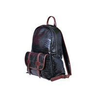 OWE Sac à dos unisexe en cuir véritable verni Croc de luxe tendance haut de gamme personnalisé trois poignées fermeture éclair voyage extérieur