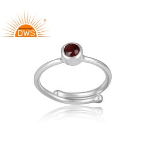 Fait à la main Ronde Coupe Naturel Anneau de Pierres Précieuses de Grenat Bijoux Indien Argent Bijoux Grossiste - Product Image 2