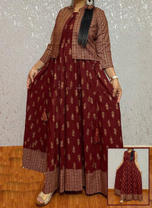 Nouvelle robe longue Anarkali de créateur pour collection de robes Koti Kurti en coton imprimé de qualité supérieure - Product Image 4