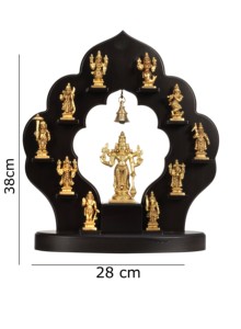 Brass Fine Carverd Vishnu Dashavatar with Wooden <b>Frame</b> Decorative Showpiece Vishnu Statue - Product Image 2