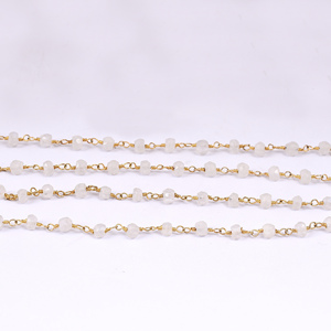 Cuentas de piedra lunar arcoíris, cadena de cuentas de rosario de plata de ley 925 con collar de moda chapado en oro para regalo de boda. - Product Image 1
