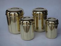 Bocaux à épices métalliques en laiton, 10 pièces, boîte ronde de rangement et épices de cuisine, pots à épices