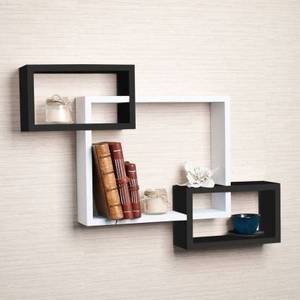 Estantes flotantes de intersección para decoración de pared, estante de pared de MDF, número de 3, blanco y negro - Product Image 4