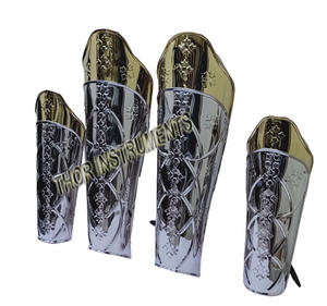 สนับศอกพร้อมเกราะป้องกันแขน,ชุดฮาโลวีนเกราะป้องกันขาสไตล์ยุคกลางทำจากสเตนเลสสตีลสีเงิน - Product Image 3