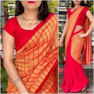 Nouvelle couleur blanche rose dentelle bordure Georgette Saree avec chemisier non cousu dernier concepteur Bollywood Style Alphanumero Corporation ethnique - Product Image 3