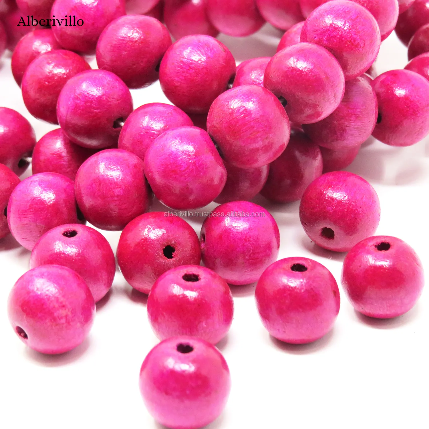 Contas de madeira redondas naturais rosa, miçangas espaçadoras para diy jóias de madeira