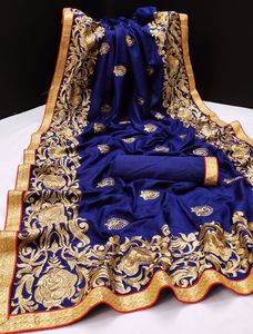 Sari en coton et soie Banarasi multicolores Rich Look Sarara avec blouse, nouvelle arrivée, tenue ethnique formelle pour les fêtes et les mariages - Product Image 3