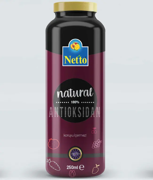 유리 병에 있는 NETTO 자연적인 100% 산화 방지제 250ML 건강한 과일 주스
