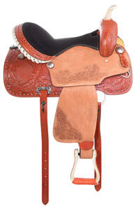 Ensemble de selle anglaise de course de baril en cuir de qualité supérieure Taille du siège Western Horse 14 "-18" Plusieurs couleurs et tailles disponibles - Product Image 5