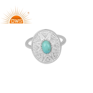 Bague en pierres précieuses naturelle zircon, anneau en argent fin, de forme ovale, fait à la main, fabrication de bijoux - Product Image 1