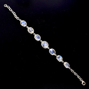 Bracelet à breloques en pierre de lune arc-en-ciel, couleur naturelle du feu, en argent Sterling 925, nouveau design, bijoux de bonne qualité, meilleures ventes - Product Image 6