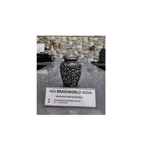 อลูมิเนียมสีดำสีมือวาดเผาศพ Urn อุปกรณ์งานศพอลูมิเนียมขนาดกลางเผาศพ Urn BRASSWORLD อินเดีย - Product Image 1