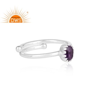 Bague en améthyste naturelle pour filles, bijou en forme ovale, couronne de pierre précieuse, argent fin 925, à la mode, vente en gros - Product Image 3