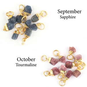 Raw pink Tourmaline Gemstone Connector Gold Electroplating Charms Connector Birthstone 8 -10mm Designer Findings <b>Pendant</b> - Product Image 2
