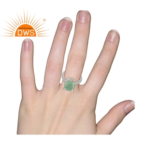 Anillo de plata de primera ley con gema de Calcedonia para mujer, sortija, plata esterlina 925, boda, juego de joyería India - Product Image 5