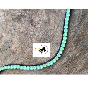TRENDY 8mm PERIDOT LACQUER <b>CRYSTAL</b> WAVE DESIGN HIGH QUALITY <b>REAL</b> LEATHER BROW BAND EQUINE SADDLE WORLD DEMAND LUXURY AFFORDABLE - Product Image 3