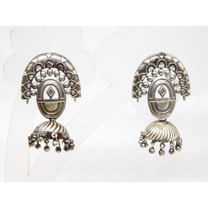 latest fashion treanding handmade silver look alike hoop stud jhumka earings for women and girls - Product Image 3