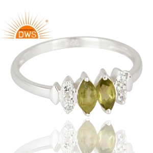 Bague en pierre précieuse péridot taille marquise, fabricant de bijoux, argent sterling 925, bague de fiançailles, collection classique - Product Image 2