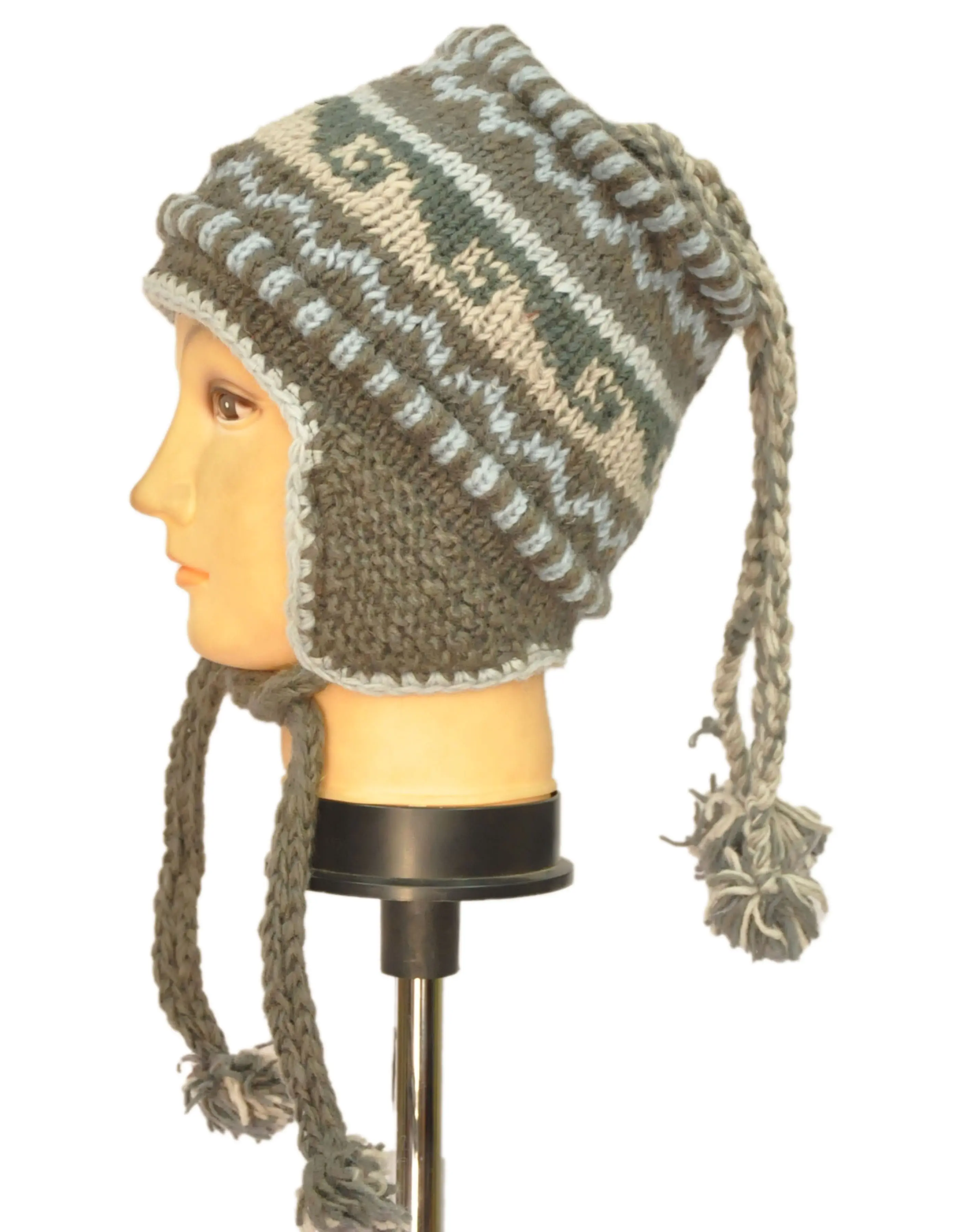 Handmade Peruvian Alpaca Chullo, Earflap Beanie. HHWTH 0011 A