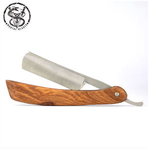 Maquinilla de afeitar plegable con mango de madera para peluquero, maquinilla de afeitar recta de alta calidad, de acero inoxidable, con mango de madera rosa - Product Image 2