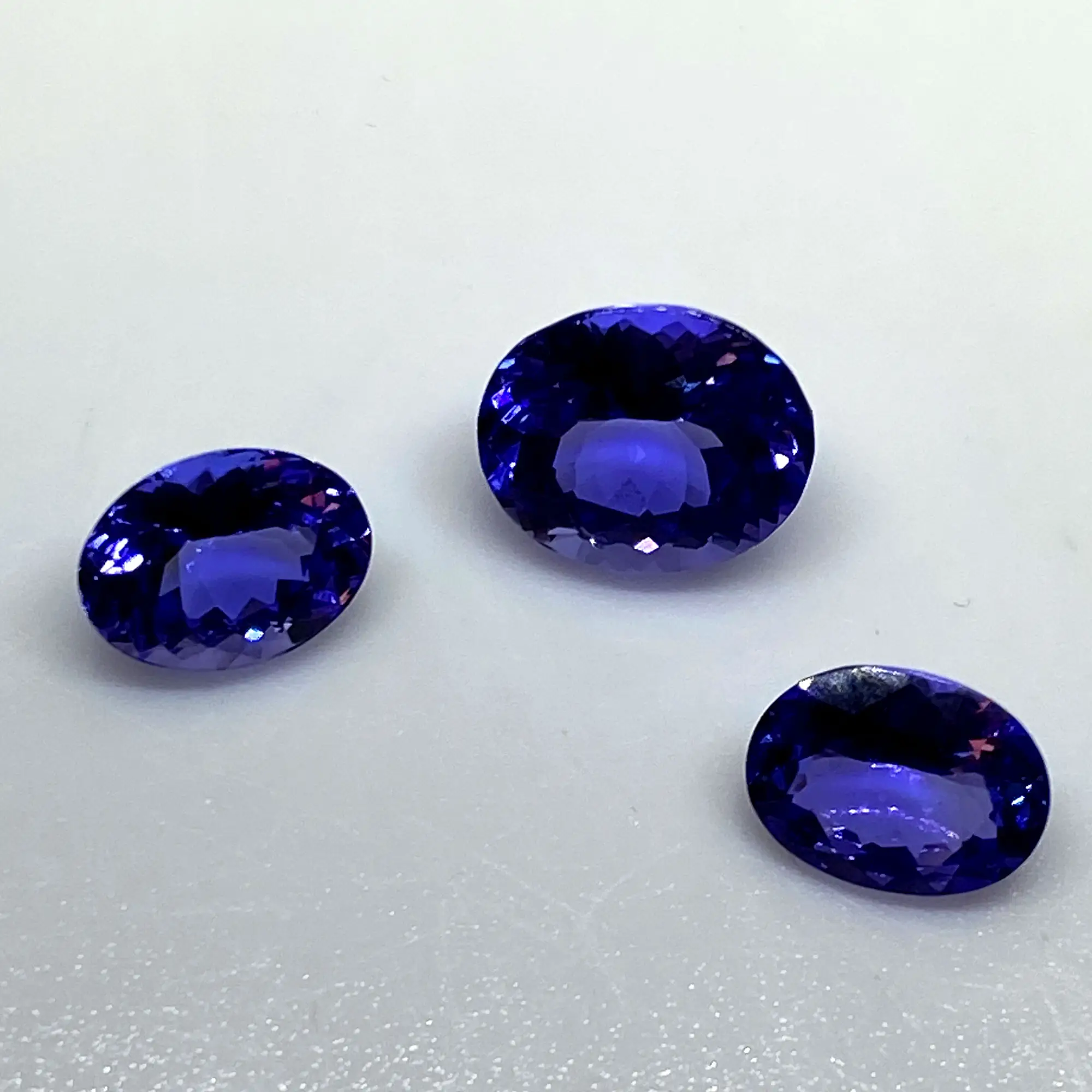 Conjunto tanzanite oval, conjunto de 3 peças aaa laço limpo solto pedra preciosa