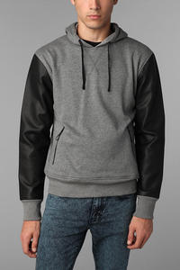 คุณภาพผ้าโพลีผ้าฝ้ายผสมเสื้อสเวตเตอร์สไตล์สวมหัวพร้อมแขนหนัง - Product Image 3