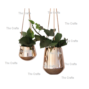 Macetas Colgantes de Metal Color Cobre, Juego de Dos Macetas de Diferentes Tamaños para Decoración de Hogar, Hotel y Jardín - Product Image 1