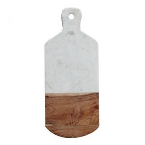 Tabla de cortar combinada de madera y piedra de mármol, bloques de corte de alimentos de cocina, tabla de queso para servir de madera de Acacia - Product Image 1