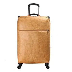 Personalizado de papel marrón viaje bolsa trolley equipaje rodante bolsa impermeable ligero papel tyvek carro 4 ruedas bolsa de viaje