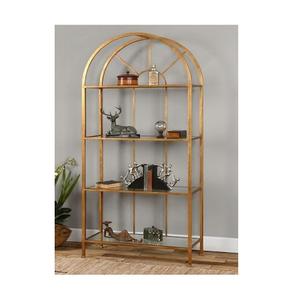 Étagère à livres en métal de couleur or au design classique, de qualité supérieure, forme personnalisée, meubles de salon pour la décoration de la maison - Product Image 1