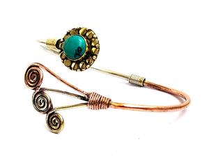 Handmade Women's <b>Silver</b> Plated Turquoise Stone Bohemia Flower <b>Cuff</b> <b>Bracelet</b> for Anniversary - Product Image 3