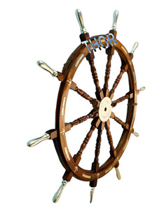 พวงมาลัยเรือโจรสลัด,ทำจากไม้งานฝีมือขนาดเต็มรูปแบบติดผนังทองเหลือง - Product Image 4