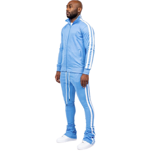 Chándal de invierno personalizado OEM para hombre, Sudadera con capucha y cremallera completa bloqueada de color, conjunto de 2 piezas de talla grande - Product Image 4