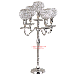Candélabres en métal de haute qualité pour centres de table de mariage prix de gros nouveau candélabre fait main au sol en argent 5 bras - Product Image 4
