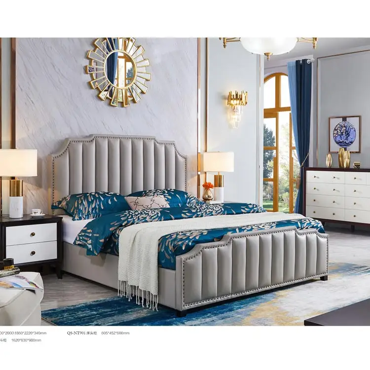 अमेरिकी शैली कमरे में रहने वाले फर्नीचर राजा आकार बिस्तर लक्जरी फर्नीचर