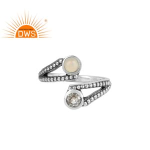 Beier — bague en argent Sterling 925, anneau de pierre précieuse à Double pierre, cristal naturel, Quartz et opale éthiopienne, vente en gros - Product Image 1